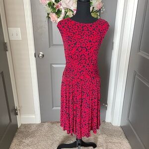 Floral Red Dress Knit Anthropologie Size Medium